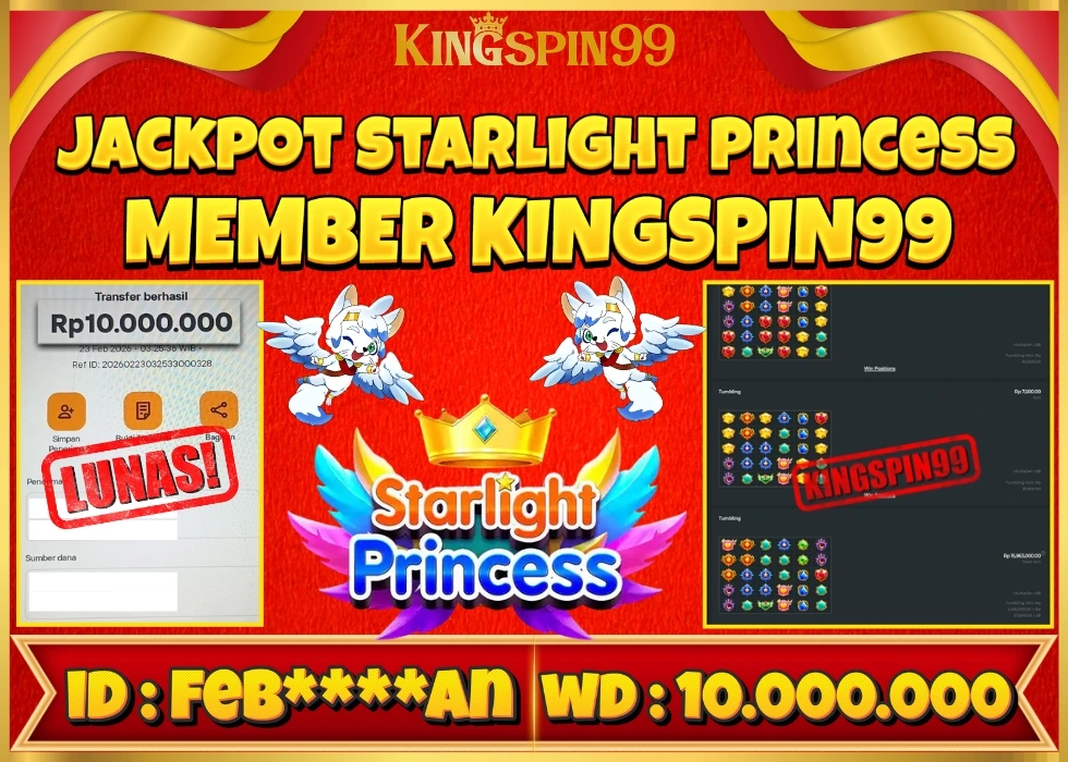KINGSPIN99 JACKPOT STARLIGHT PRINCESS ! Rp 10.000.000 - LUNAS!!!