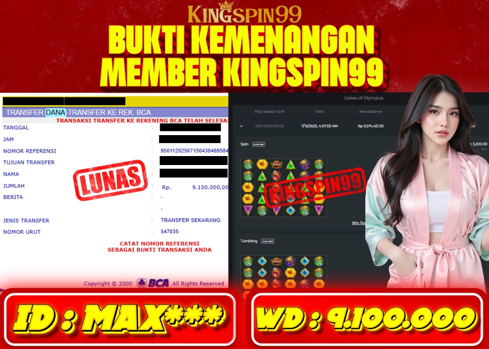KINGSPIN99 JACKPOT  Rp 9.100.000 - LUNAS!!!