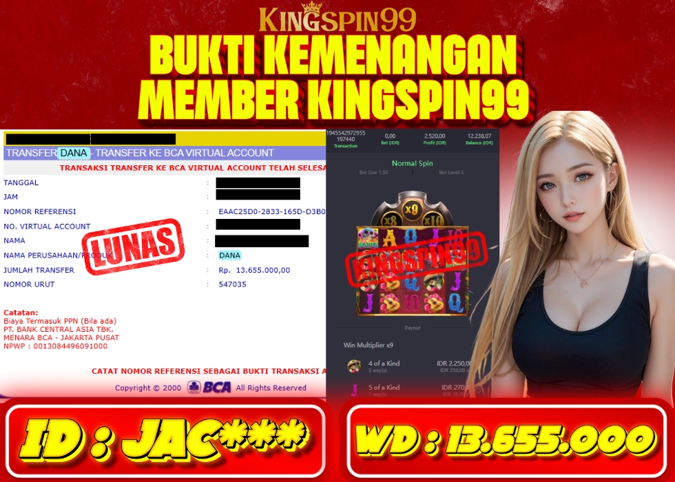 KINGSPIN99 JACKPOT  Rp 13.655.000 - LUNAS!!!
