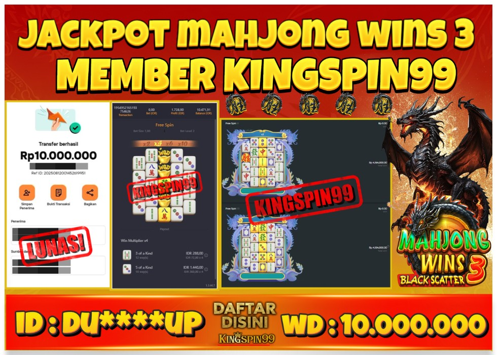 KINGSPIN99 JUDI PGSOFT MAHJONG WAYS SCATTER HITAM Rp 10.000.000 - LUNAS!!!