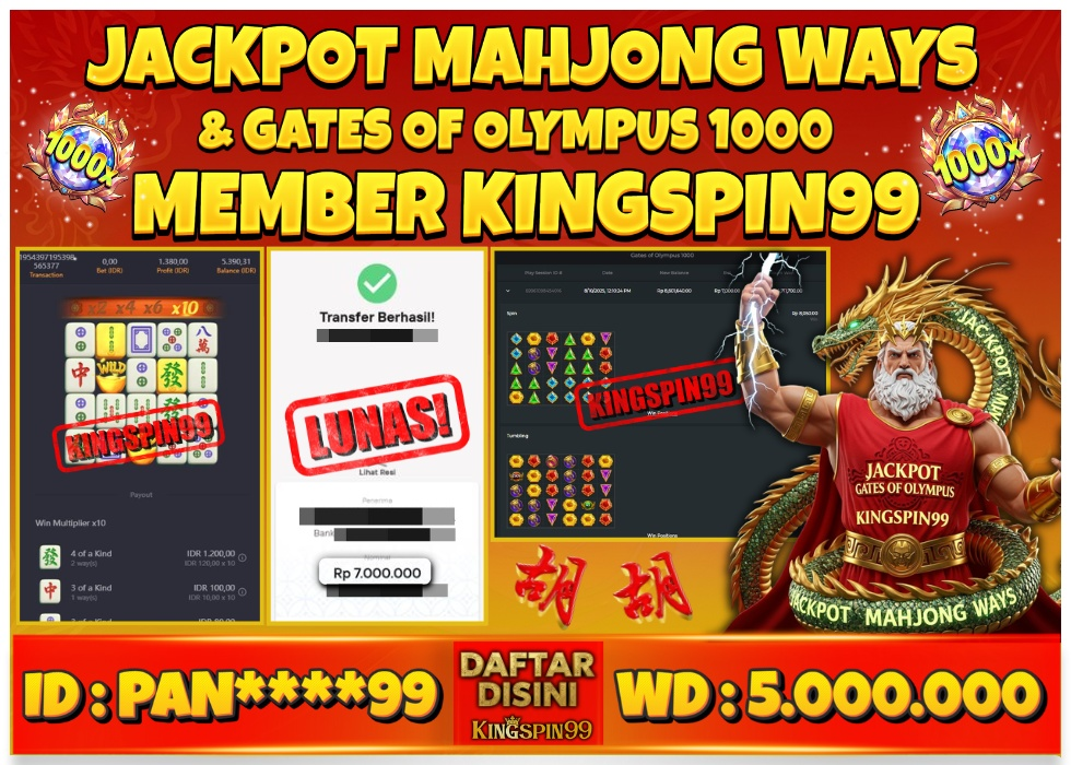 KINGSPIN99 JACKPOT PGSOFT DAN PRAGMATIC PLAY Rp 5.500.000 - LUNAS!!!