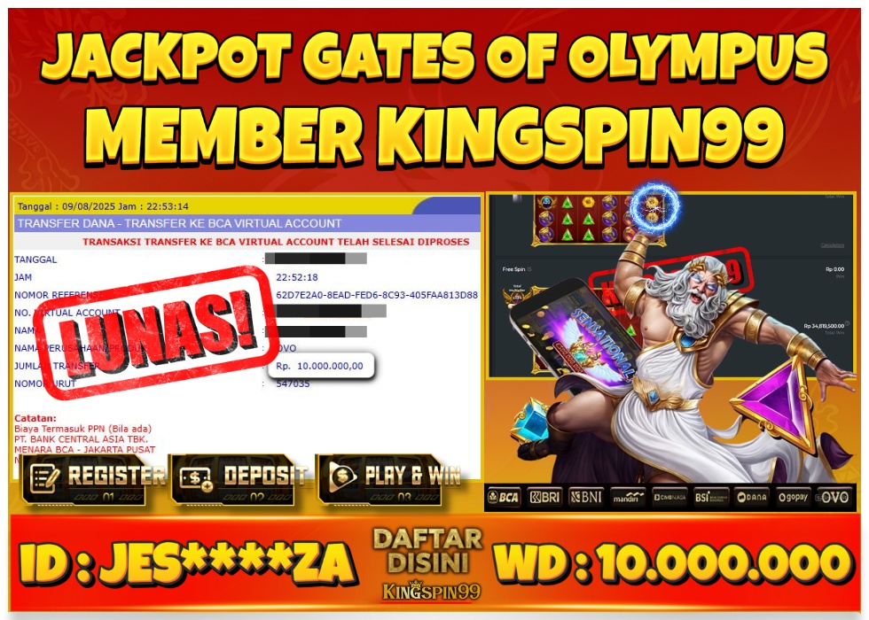 KINGSPIN99 SITUS SLOT MAXWIN GATE OF OLYMPUS 2025 Rp 10.000.000 - LUNAS!!!