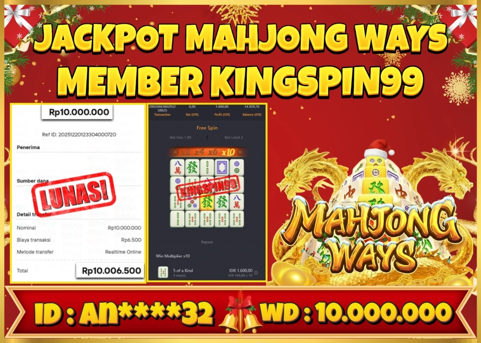 KINGSPIN99 JACKPOT MAHJONG WAYS ! Rp 10.000.000 - LUNAS!!!