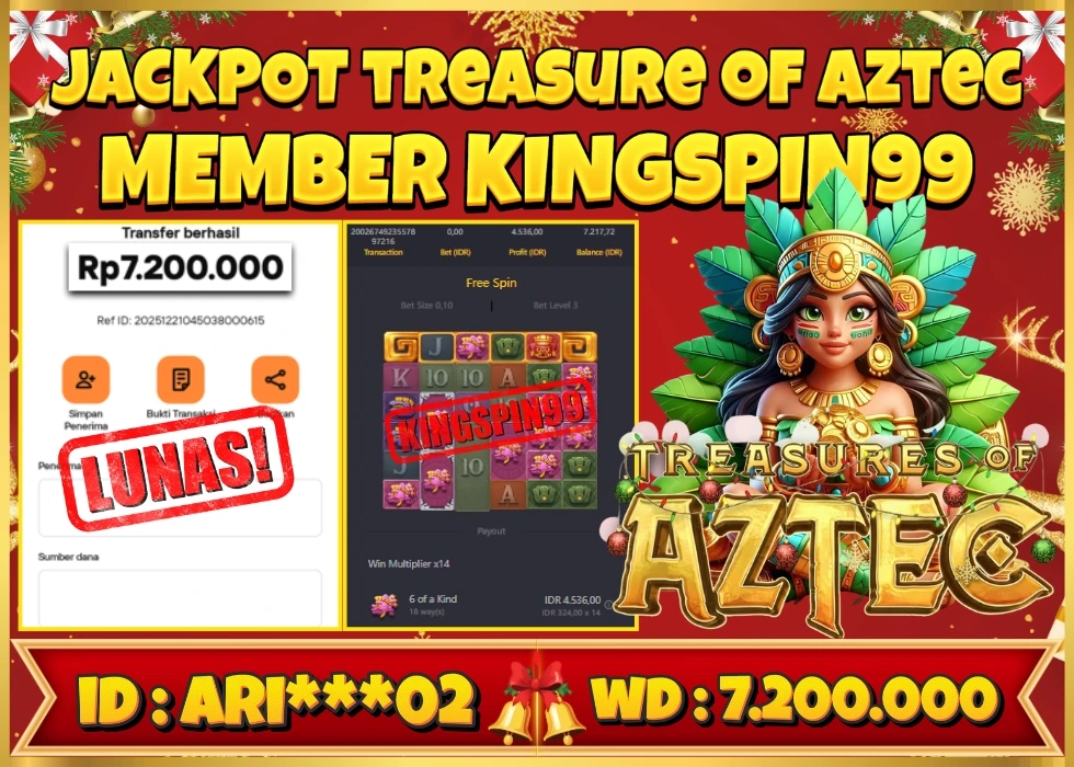 KINGSPIN99 JACKPOT TREASURE OF AZTEC ! Rp 7.200.000 - LUNAS!!!