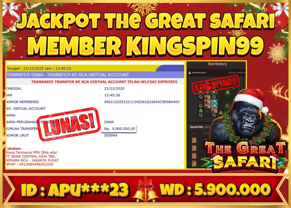 KINGSPIN99 JACKPOT THE GREAT SAFARI ! Rp 5.900.000 - LUNAS!!!