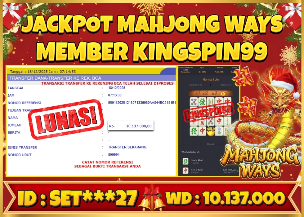 KINGSPIN99 JACKPOT MAHJONG WAYS! Rp 10.137.000 - LUNAS!!!