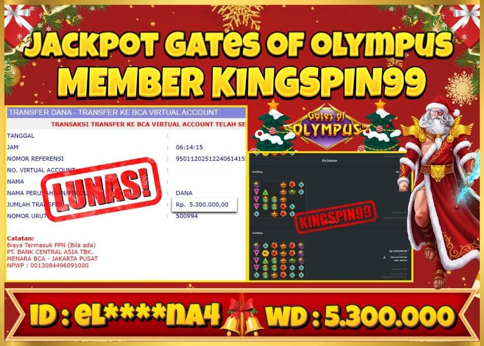 KINGSPIN99 JACKPOT GATES OF OLYMPUS ! Rp 5.300.000 - LUNAS!!!
