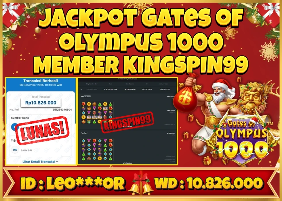 KINGSPIN99 JACKPOT GATES OF OLYMPUS 1000 ! Rp 10.826.000 - LUNAS!!!