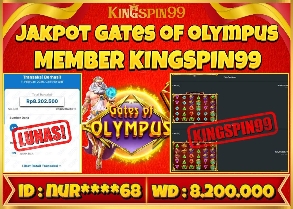 KINGSPIN99 JACKPOT GATES OF OLYMPUS ! Rp 8.200.000 - LUNAS!!!