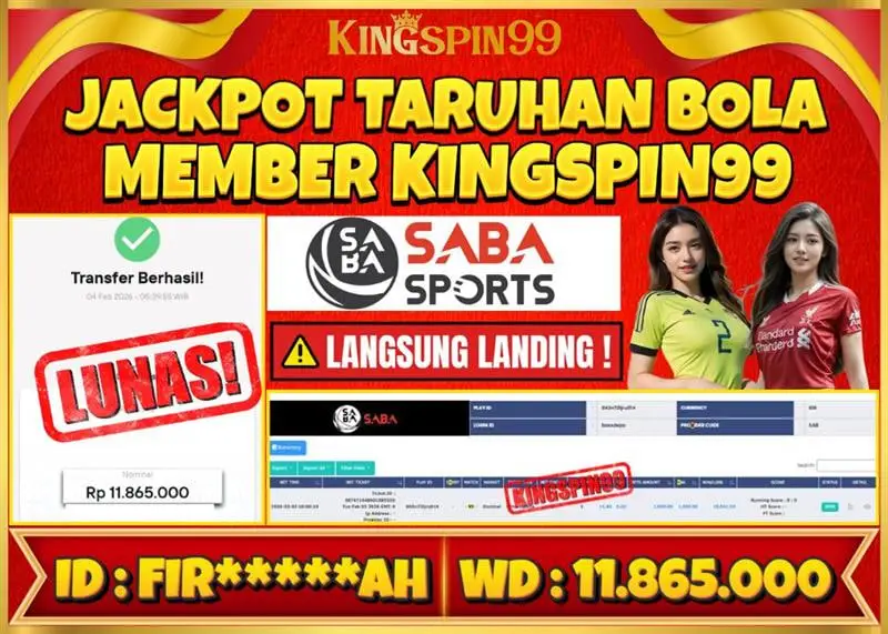 KINGSPIN99 JACKPOT TARUHAN BOLA ! Rp 11.865.000 - LUNAS!!!