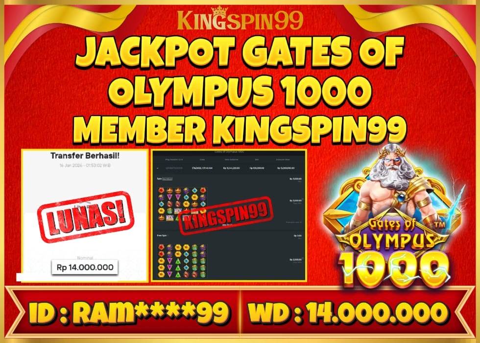 KINGSPIN99 JACKPOT GATES OF OLYMPUS 1000 ! Rp 14.000.000 - LUNAS!!!