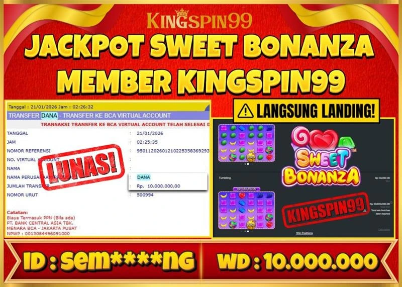 KINGSPIN99 JACKPOT SWEET BONANZA ! Rp 10.000.000 - LUNAS!!!