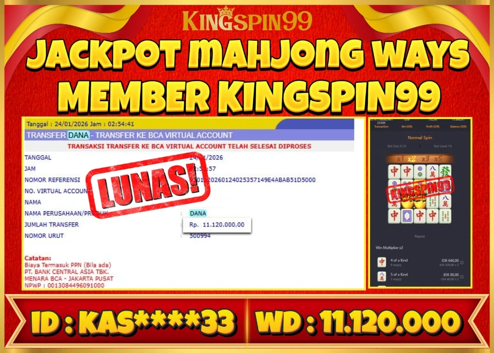 KINGSPIN99 JACKPOT MAHJONG WAYS ! Rp 11.120.000 - LUNAS!!!