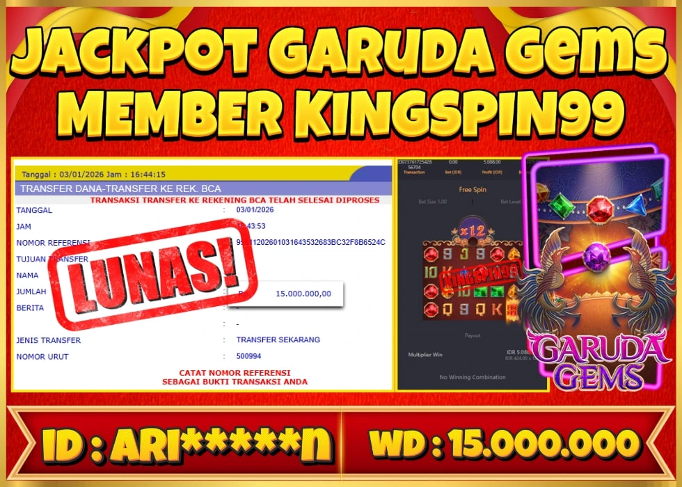 KINGSPIN99 JACKPOT GARUDA GEMS ! Rp 15.000.000 - LUNAS!!!