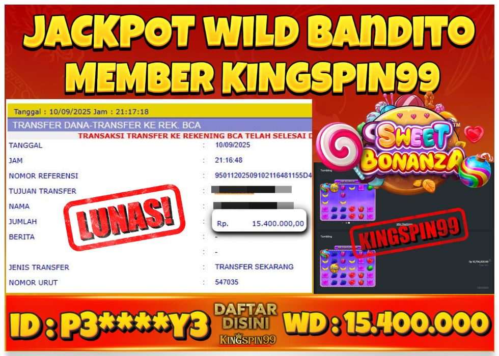 KINGSPIN99 JACKPOT GAME JUDI SWEET BONANZA GACOR 2025! Rp 15.400.000 - LUNAS!!!