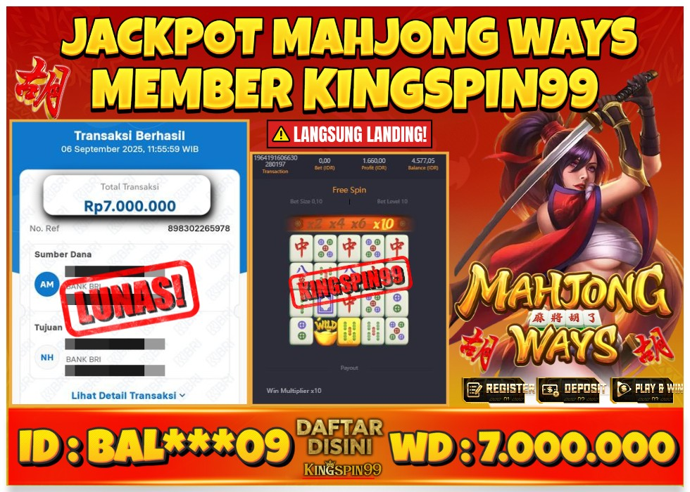KINGSPIN99 JACKPOT GAME JUDI PGSOFT MAHJONG WAYS RESMI! Rp 7.000.000 - LUNAS!!!