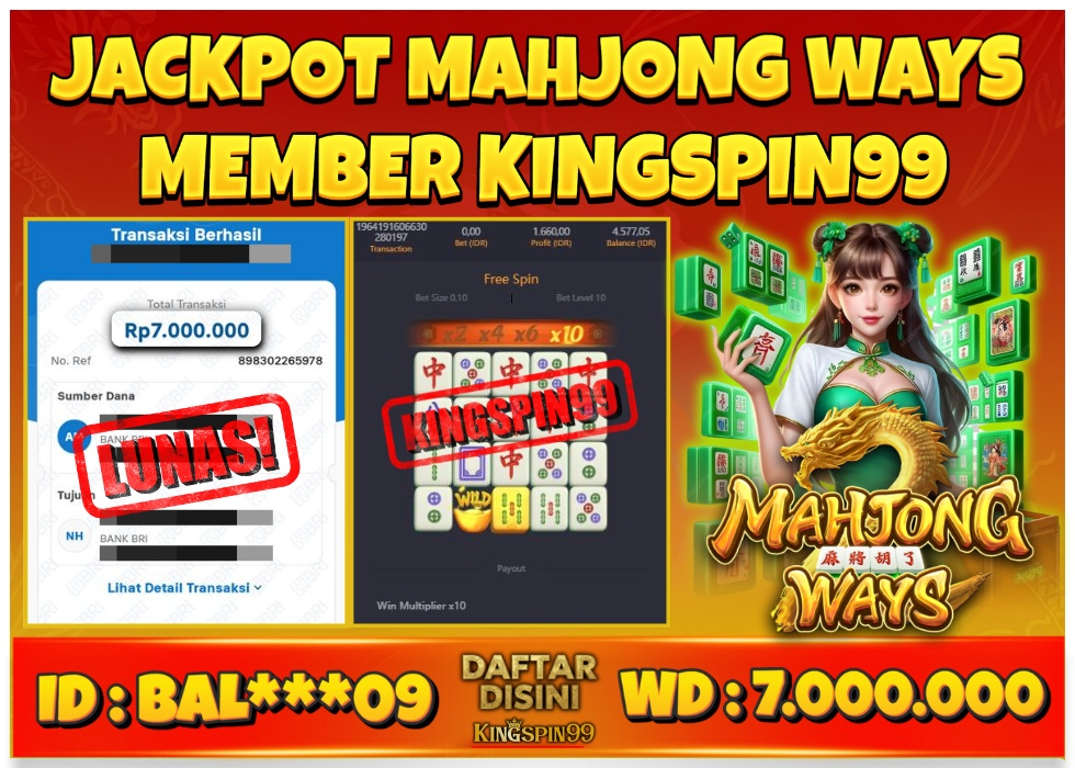 KINGSPIN99 JACKPOT GAME JUDI PGSOFT MAHJONG WAYS MAXWIN! Rp 7.000.000 - LUNAS!!!